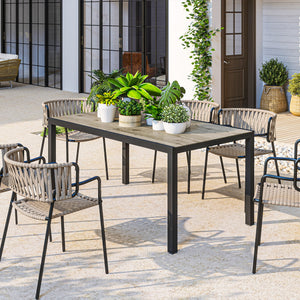Table de jardin extensible 160/240 cm 6 - 8 personnes, table extérieur en forme rectangulaire, bordure en aluminium et structure en acier, idéal pour véranda, terrasse ou patio, gris