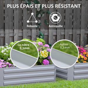 Lot de 2 carré potager de jardin dim. 100L x 100l x 30H cm - tôle d'acier ondulée gris