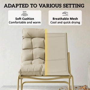 Fauteuil à bascule d'extérieur avec assise extra large 64 cm et coussin moelleux, fauteuil de jardin, balcon, véranda, kaki