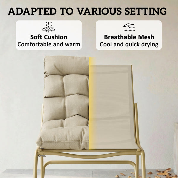 Fauteuil à bascule d'extérieur avec assise extra large 64 cm et coussin moelleux, fauteuil de jardin, balcon, véranda, kaki