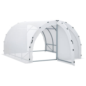 Serre de Jardin Tunnel Surface Sol 12 m² 4L x 3l x 2H m châssis Tubulaire renforcé 25 mm Double Porte avec poignées Blanc