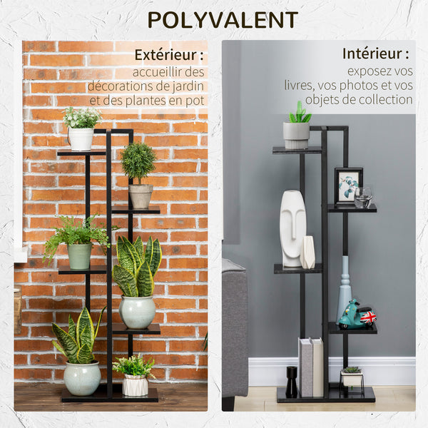 Étagère à fleurs en acier 5 niveaux intérieur et extérieur, support de plantes, étagère à plantes pour jardin, balcon, salon, chambre, 40 x 22 x 113 cm, noir