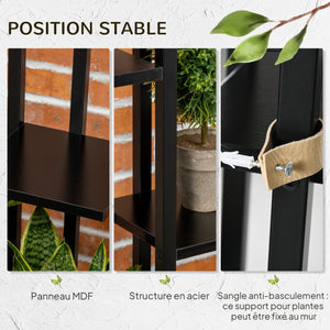 Étagère à fleurs en acier 5 niveaux intérieur et extérieur, support de plantes, étagère à plantes pour jardin, balcon, salon, chambre, 40 x 22 x 113 cm, noir