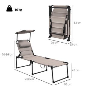 Lot de 2 Bains de soleil transats pliables grand confort dossier pare-soleil réglables multi-positions, kaki