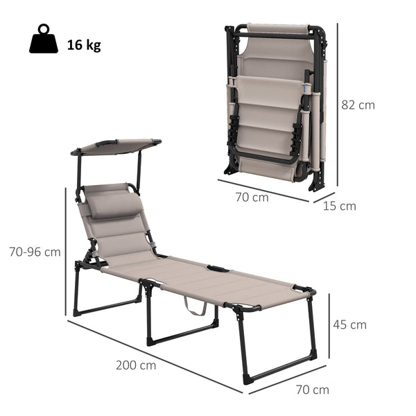 Lot de 2 Bains de soleil transats pliables grand confort dossier pare-soleil réglables multi-positions, kaki