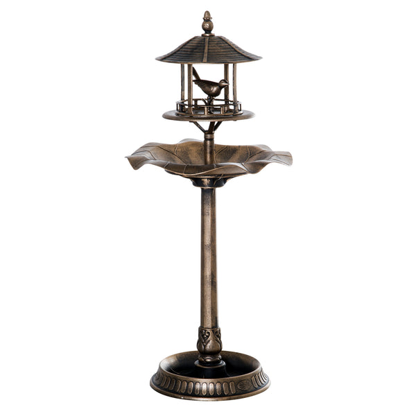 Bain d'oiseaux Abreuvoir pour Oiseaux jardinière 3 en 1 dim. Ø 50 x 113H cm polypropylène bronze antique