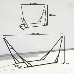 Support de Hamac 290 cm, Cadre de Hamac en Acier Pliable, Portable et Réglable avec Sac de Transport, Capacité de 120 kg, Noir