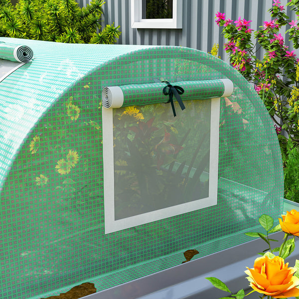 Mini Serre de Jardin mini serre tunnel à tomates 300 x 80 x 45 cm Acier PE Haute densité 140 g/m² Anti-UV 5 portes en filet enroulables vert