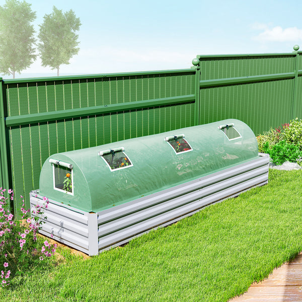 Mini Serre de Jardin mini serre tunnel à tomates 300 x 80 x 45 cm Acier PE Haute densité 140 g/m² Anti-UV 5 portes en filet enroulables vert