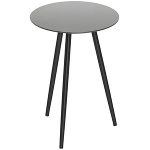 Petite table basse ronde, table d'appoint, plateau en verre trempé, pieds effilés, cadre en acier, table de jardin pour balcon, jardin, terrasse, salon, noir