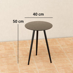 Petite table basse ronde, table d'appoint, plateau en verre trempé, pieds effilés, cadre en acier, table de jardin pour balcon, jardin, terrasse, salon, noir