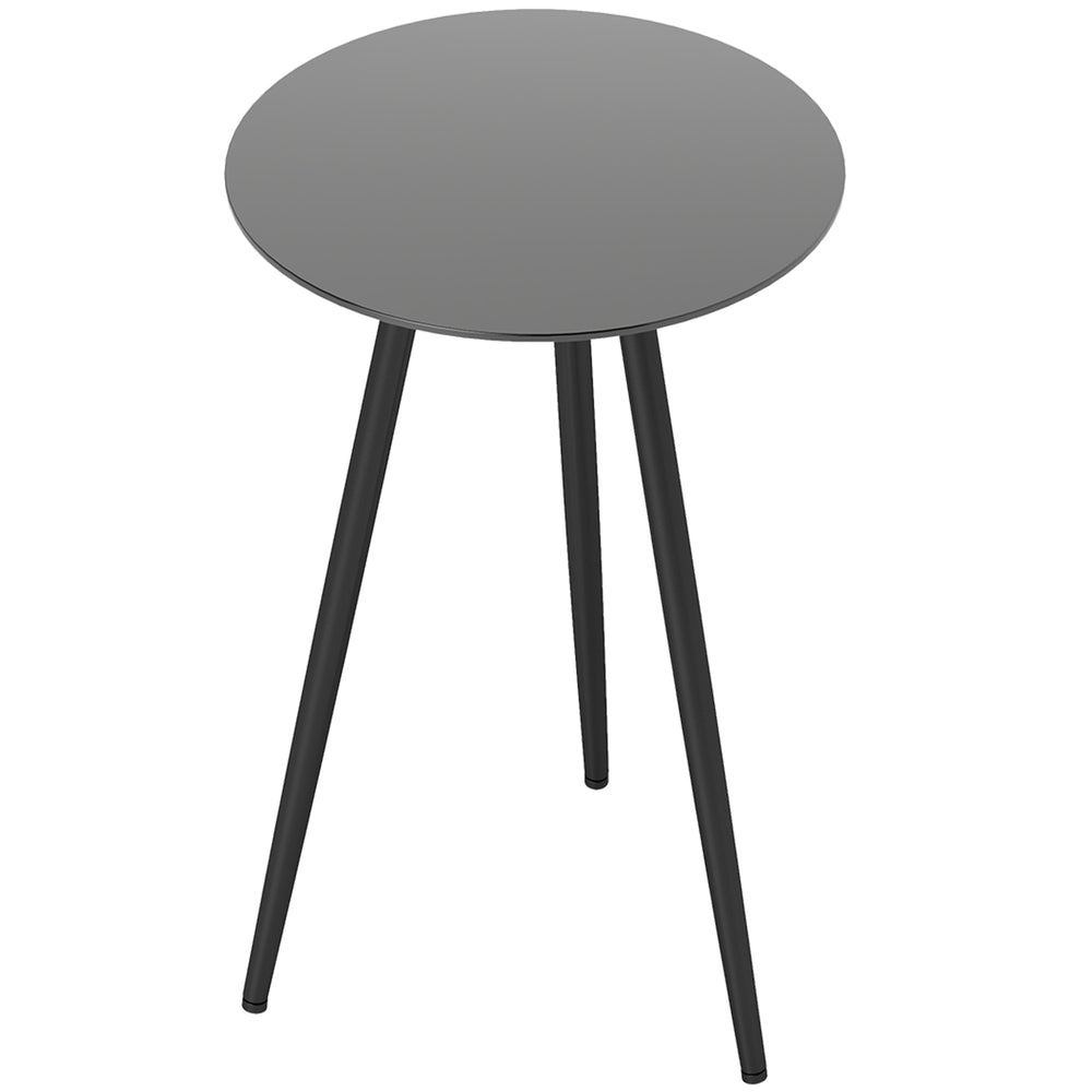 Petite table basse ronde, table d'appoint, plateau en verre trempé, pieds effilés, cadre en acier, table de jardin pour balcon, jardin, terrasse, salon, noir