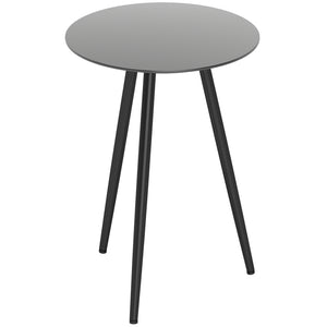 Petite table basse ronde, table d'appoint, plateau en verre trempé, pieds effilés, cadre en acier, table de jardin pour balcon, jardin, terrasse, salon, noir