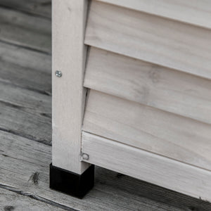 Coffre de rangement extérieur, malle de rangement en bois, 283L, avec petites ouvertures en bas, 2 chaînes, 127 x 56 x 60 cm, gris