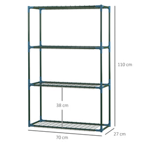 Lot de 2 Étagères à Fleurs en acier 4 Niveaux Intérieur et Extérieur, support de plantes étagère à plantes pour Jardin, Balcon, Salon, 70 x 27 x 110 cm, vert