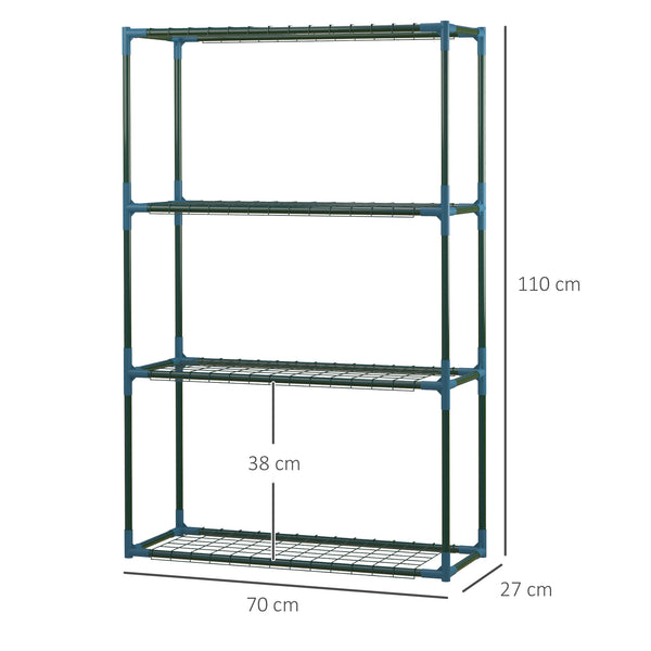 Lot de 2 Étagères à Fleurs en acier 4 Niveaux Intérieur et Extérieur, support de plantes étagère à plantes pour Jardin, Balcon, Salon, 70 x 27 x 110 cm, vert