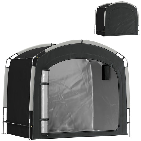 Tente de vélo pour le rangement extérieur, abri de vélo portable pour 3-4 vélos abri de jardin avec 2 poches latérales, 220 x 150 x 195 cm, noir