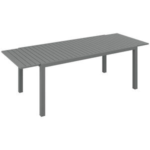 Table de jardin extensible table tables à manger de patio en aluminium rectangulaire pour 6 - 8 personnes, charge max. 50kg, dim. 180/240L x 94l x 73H cm, gris