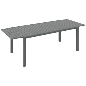 Table de jardin extensible table tables à manger de patio en aluminium rectangulaire pour 6 - 8 personnes, charge max. 50kg, dim. 180/240L x 94l x 73H cm, gris