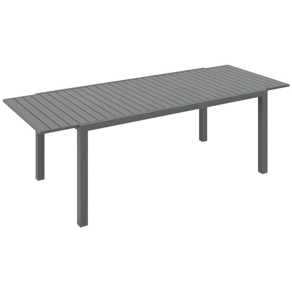 Table de jardin extensible table tables à manger de patio en aluminium rectangulaire pour 6 - 8 personnes, charge max. 50kg, dim. 180/240L x 94l x 73H cm, gris