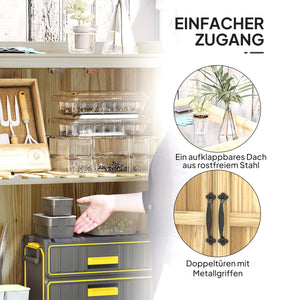 Armoire de Jardin en Bois, Abri de Jardin Résistant aux Intempéries 74x43x88cm, Cabane de Jardin avec Toit Rabattable Etagères, Plan de Travail, Armoire à Outils, Maison de Jardin Établi Rangement Outils de Jardin, Bois Naturel