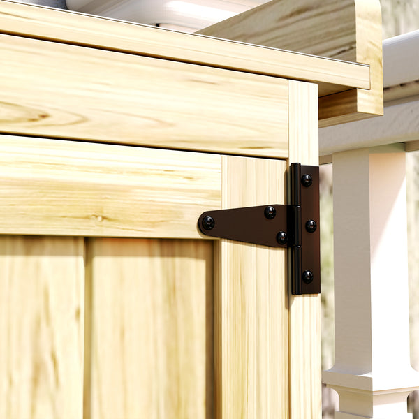 Armoire de Jardin en Bois, Abri de Jardin Résistant aux Intempéries 74x43x88cm, Cabane de Jardin avec Toit Rabattable Etagères, Plan de Travail, Armoire à Outils, Maison de Jardin Établi Rangement Outils de Jardin, Bois Naturel
