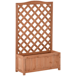 Jardinière avec treillis, bac à fleurs, lit surélevé, pour plantes grimpantes, légumes, fleurs, en bois massif, intérieur et extérieur, cour, jardin, balcon, 70 x 28 x 117 cm, marron