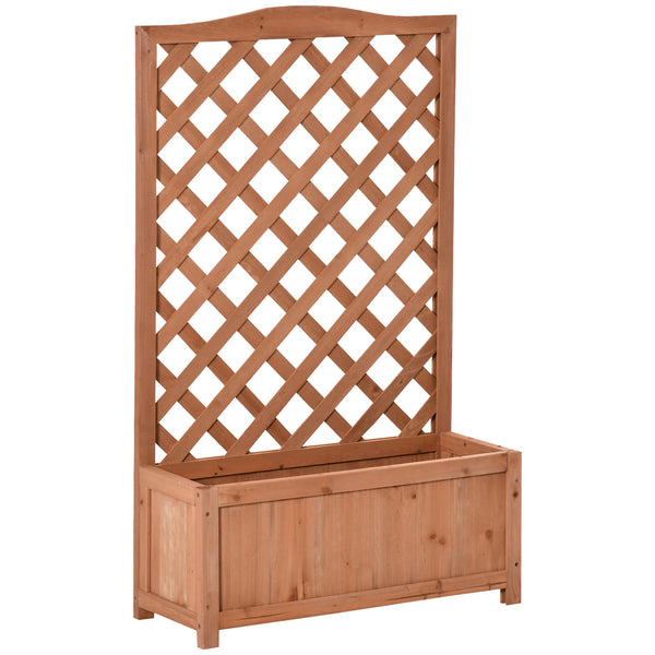 Jardinière avec treillis, bac à fleurs, lit surélevé, pour plantes grimpantes, légumes, fleurs, en bois massif, intérieur et extérieur, cour, jardin, balcon, 70 x 28 x 117 cm, marron
