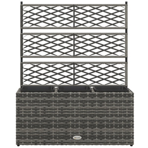 Jardinière pour plantes avec treillis 3 pots bacs à plante jardinière 33L jardin balcon patio terrasse extérieur en résine tressée et acier 84 x 30 x 107 cm gris noir