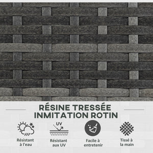 Jardinière pour plantes avec treillis 3 pots bacs à plante jardinière 33L jardin balcon patio terrasse extérieur en résine tressée et acier 84 x 30 x 107 cm gris noir