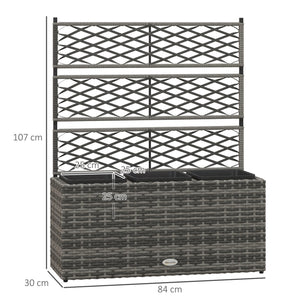 Jardinière pour plantes avec treillis 3 pots bacs à plante jardinière 33L jardin balcon patio terrasse extérieur en résine tressée et acier 84 x 30 x 107 cm gris noir