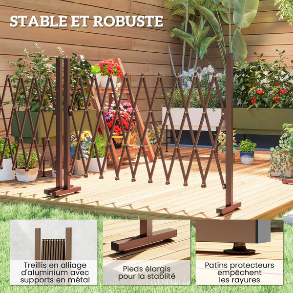 Barrière Extensible rétractable barrière de sécurité 250L x 31l x 104H cm alu métal Chocolat