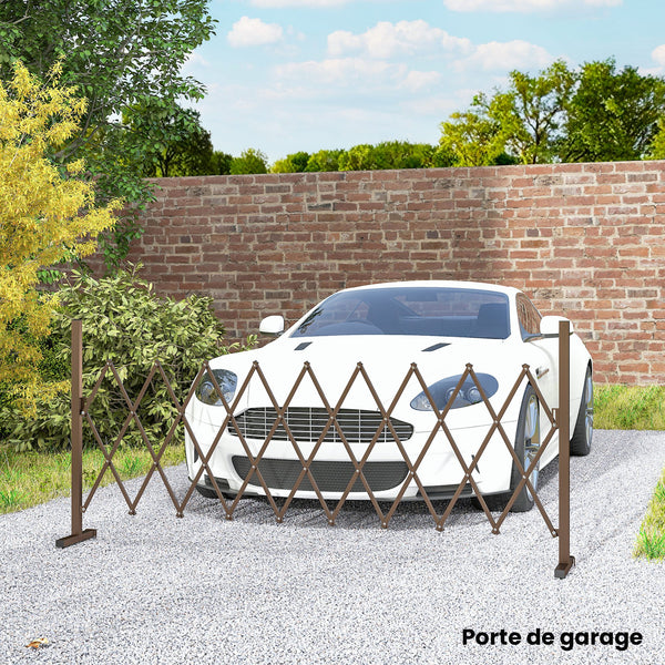Barrière Extensible rétractable barrière de sécurité 250L x 31l x 104H cm alu métal Chocolat