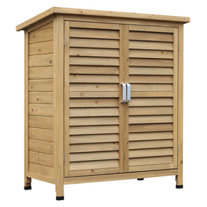 Armoire de jardin abri jardin remise pour outils sur pied dim. 87L x 46,5l x 96,5H cm  étagère portes persiennes toit bitumé jaune