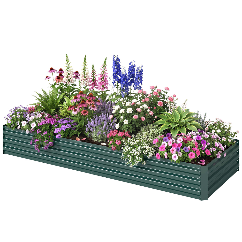 Carré Potager en Métal Modulable - Potager Surélevé 241x90,5x30cm en Acier Galvanisé - Jardinière Extérieur Anti-Rouille pour Légumes et Fleurs, Vert Foncé