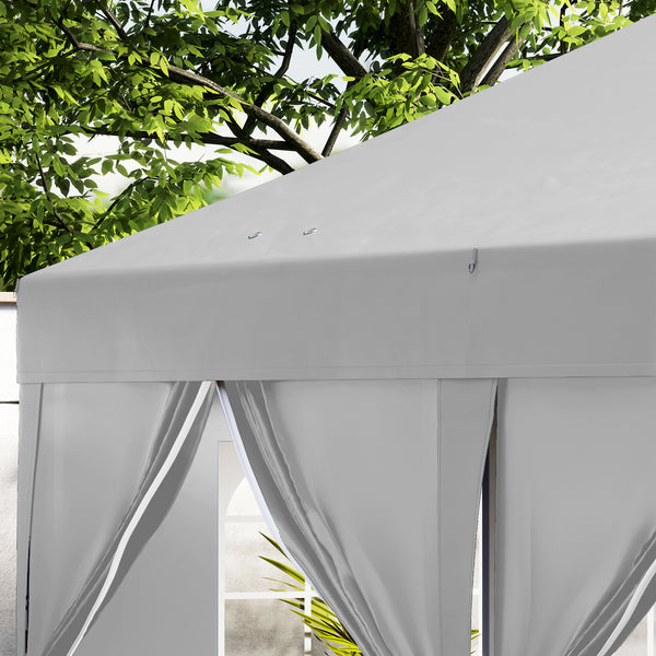 Tonnelle de jardin exterieur tonnelle pliante 3 x 6 m pop-up avec 6 parois latérales, trous de drainage, sac de transport inclus, barnum pliant pour camping festival mariage, gris