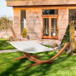 Hamac de Jardin avec Support en Bois hamac sur Pied 1 Personne 3,92L x 1,2l x 1,1H m Coloris crème Marron