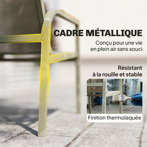 Salon de Jardin 4 Pièces en Textilène, Ensemble de Terrasse avec Canapé 2 Places, 2 Fauteuils et Table Basse en Verre Trempé, Mobilier de Jardin pour Balcon ou Piscine, Vert