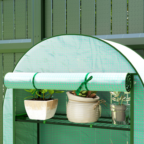 Serre de jardin serre de balcon avec étagères à 4 niveaux, cadre en acier, bâche en PE pour légumes, plantes, fleurs, toutes saisons, 105 x 45 x 160 cm, vert