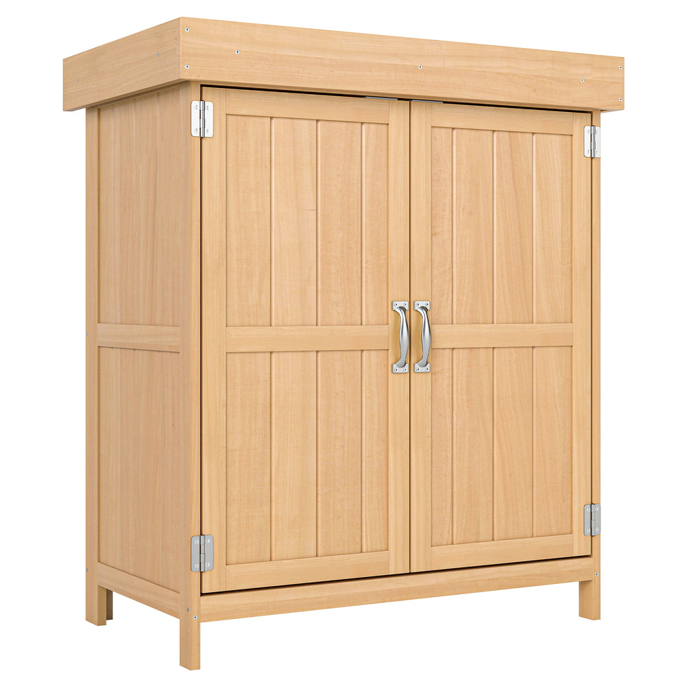 Armoire de Jardin sur Pied Double Porte étagère et Toit bitumé relevable dim. 74L x 43l x 88H cm Bois Massif de Sapin