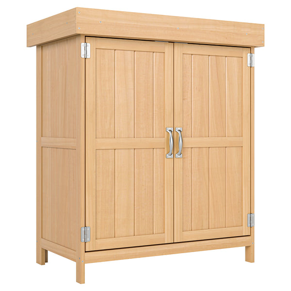 Armoire de Jardin sur Pied Double Porte étagère et Toit bitumé relevable dim. 74L x 43l x 88H cm Bois Massif de Sapin