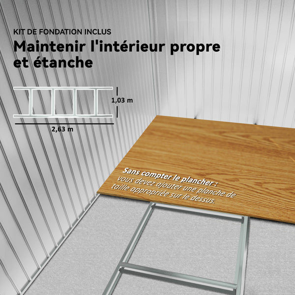 Abri de jardin en métal 5,4 m² cabane de jardin 277 x 195 x 192 cm cabanon rangement outils avec fondation, porte coulissante verrouillables et 4 aérations - vert clair