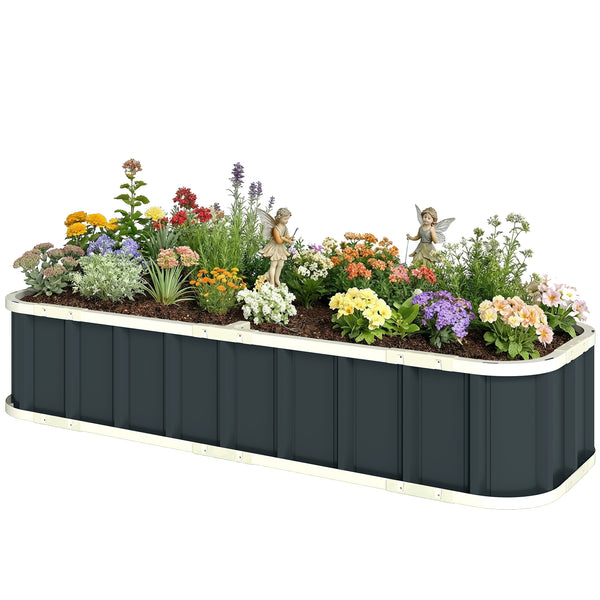 Jardinière surélevée en acier galvanisé, lit de jardin avec gants et bords pliés, carré potager de jardin pour fleurs, herbes, légumes, 165 x 52 x 31 cm, gris foncé