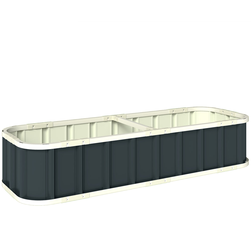 Jardinière surélevée en acier galvanisé, lit de jardin avec gants et bords pliés, carré potager de jardin pour fleurs, herbes, légumes, 165 x 52 x 31 cm, gris foncé