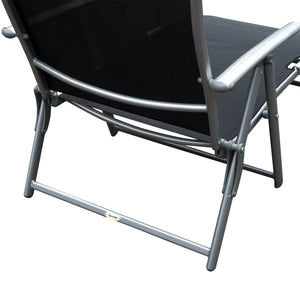 transat Chaise Longue Bain de Soleil Pliable Dossier inclinable Multi-Positions têtière fournie 137L x 64l x 101H cm métal époxy textilène Noir