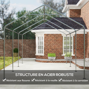 Carport tente de garage 3 x 6 m, abri voiture extérieur, tente de stockage avec parois latérales amovibles et 2 portes zippées enroulables, carport pour voiture, camion, bateau, gris foncé