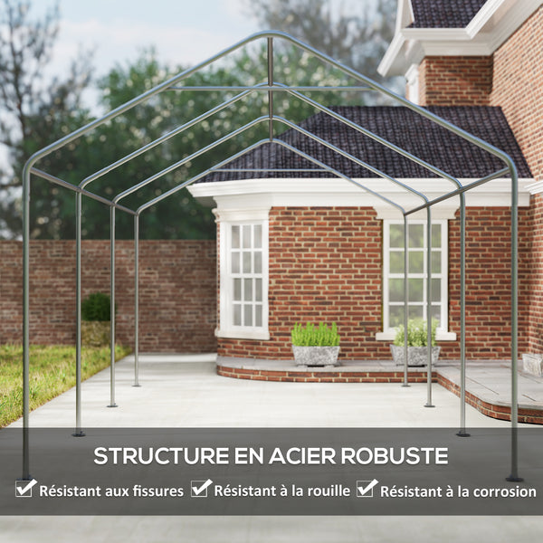 Carport tente de garage 3 x 6 m, abri voiture extérieur, tente de stockage avec parois latérales amovibles et 2 portes zippées enroulables, carport pour voiture, camion, bateau, gris foncé