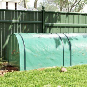 Mini Serre de Jardin Mini Serre Tunnel Serre à Tomates 3,5 x 1 x 0,8 m Acier Plastique Haute Densité Anti-UV 3 Portes avec Zip Enroulables Vert