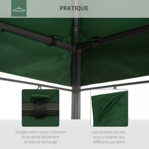 Toile de rechange pour pavillon tonnelle tente 3 x 4 m polyester haute densité 180 g/m² vert