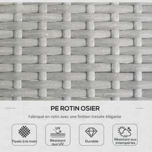Salon de jardin extérieur d'angle moduable 4 places en résine tressée canapé de jardin extérieur avec table basse coussins grand confort inclus gris